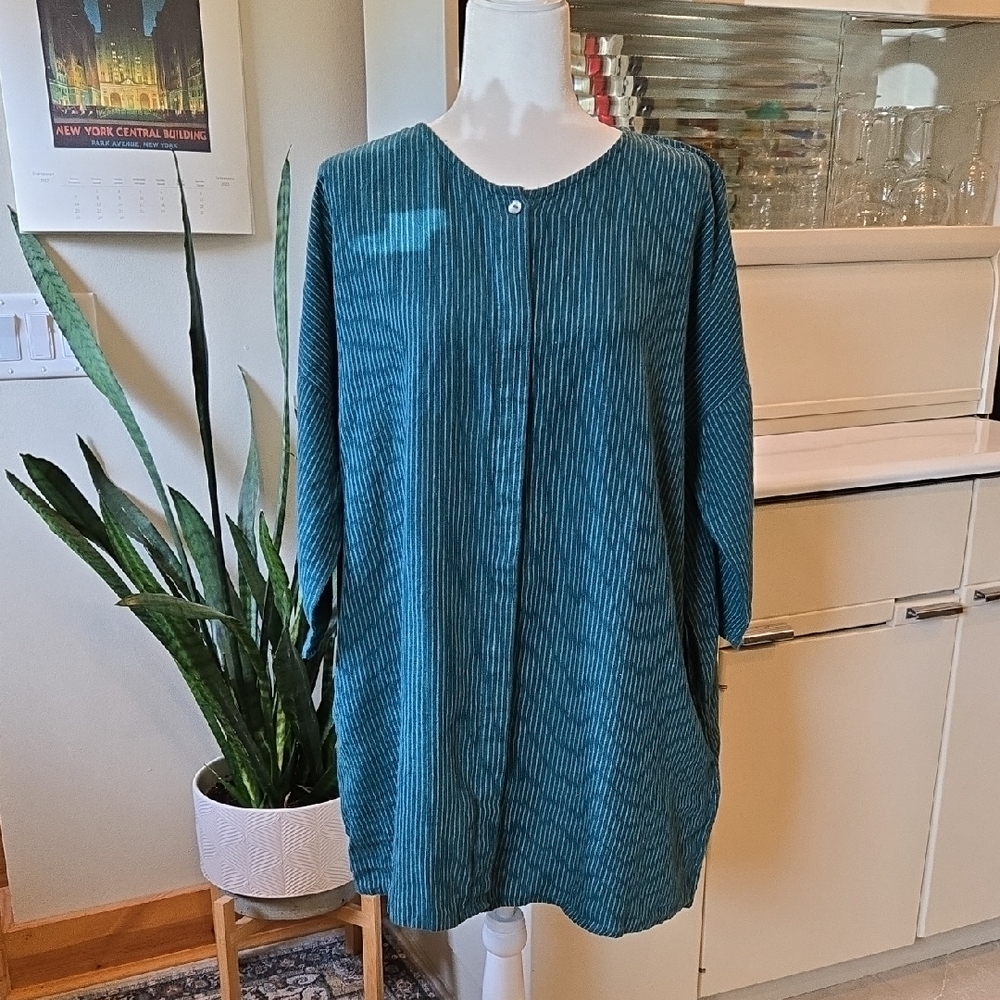 Teal Striped Women's Top